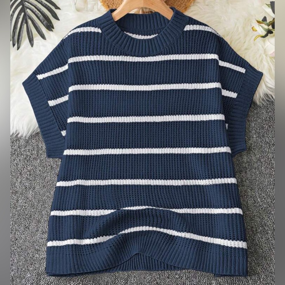 Striped Navy and White Women's Sweater